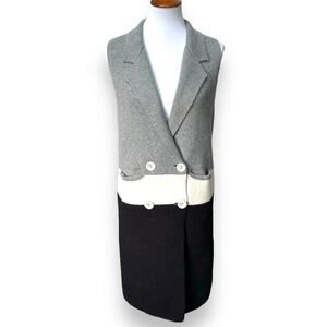 Baciano By Bacci Womens Vest Coat Dress Gray Acrylic Blend Double Breasted M